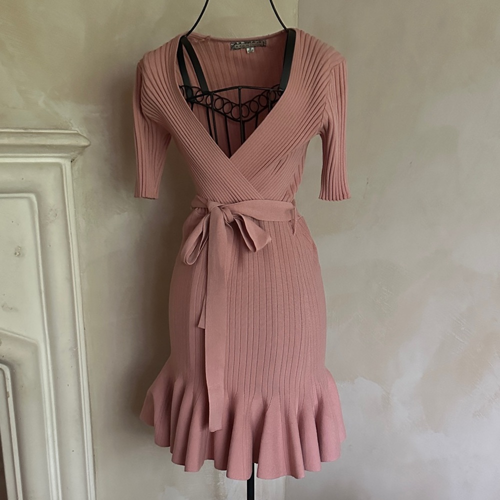 Flying Tomato Blush Pink Ribbed knit Dress